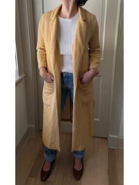 Zara Mustard long open-front coat size S